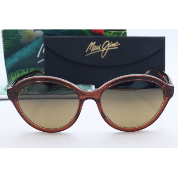 Maui Jim Mariana MJ 828-25E Brown Cat Eye Sunglasses Gray polarized Lenses 55mm main image 7